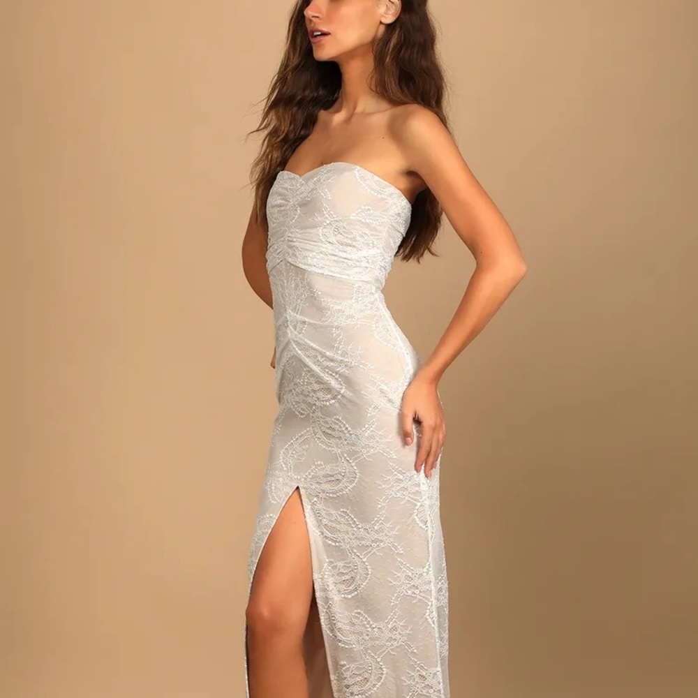 Lulus nude lace bridal dress